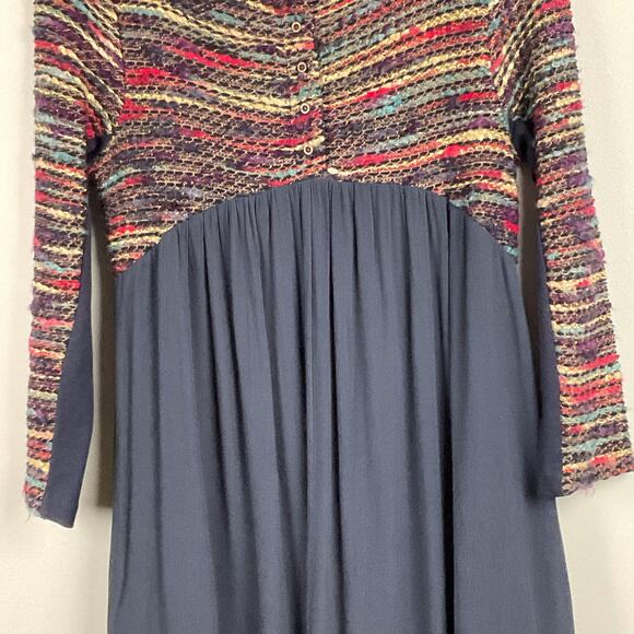 Anthropologie Maeve Stripeknit Swing Tweed Boucle Navy Blue Mini Dress sz Small - Picture 8 of 11